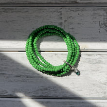 Load image into Gallery viewer, Vibrant Green Beaded Wrap Bracelet with Wire‑Wrapped Charm
