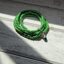 Load image into Gallery viewer, Vibrant Green Beaded Wrap Bracelet with Wire‑Wrapped Charm