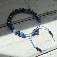 Load image into Gallery viewer, Sodalite &amp; Hematite Adjustable Bracelet – Clarity, Balance &amp; Bold Blue Energy
