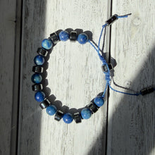 Load image into Gallery viewer, Sodalite &amp; Hematite Adjustable Bracelet – Clarity, Balance &amp; Bold Blue Energy
