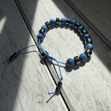 Load image into Gallery viewer, Sodalite &amp; Hematite Adjustable Bracelet – Clarity, Balance &amp; Bold Blue Energy