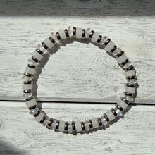 Load image into Gallery viewer, White Jade, Glass Beads &amp; Silver Spacers Stretch Bracelet