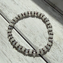 Load image into Gallery viewer, White Jade, Glass Beads &amp; Silver Spacers Stretch Bracelet
