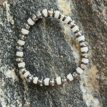 Load image into Gallery viewer, White Jade, Glass Beads &amp; Silver Spacers Stretch Bracelet