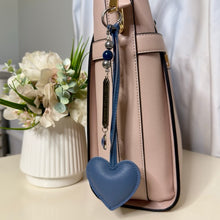 Load image into Gallery viewer, “Use Your Wings” Blue Heart Purse Charm – Handcrafted Accessory