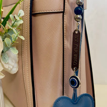 Load image into Gallery viewer, “Use Your Wings” Blue Heart Purse Charm – Handcrafted Accessory