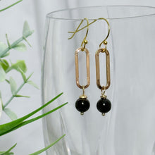 Load image into Gallery viewer, Black Tourmaline Paperclip Earrings