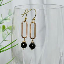Load image into Gallery viewer, Black Tourmaline Paperclip Earrings