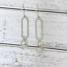 Load image into Gallery viewer, Pave Crystal Paperclip Earrings with Swarovski Crystal Drop