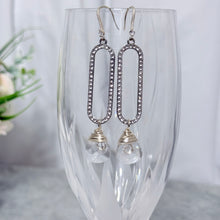 Load image into Gallery viewer, Pave Crystal Paperclip Earrings with Swarovski Crystal Drop