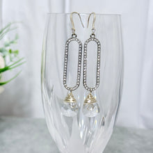 Load image into Gallery viewer, Pave Crystal Paperclip Earrings with Swarovski Crystal Drop