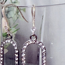Load image into Gallery viewer, Pave Crystal Paperclip Earrings with Swarovski Crystal Drop