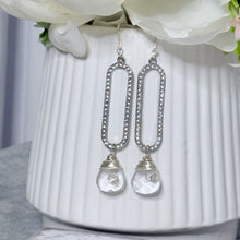 Load image into Gallery viewer, Pave Crystal Paperclip Earrings with Swarovski Crystal Drop