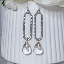 Load image into Gallery viewer, Pave Crystal Paperclip Earrings with Swarovski Crystal Drop