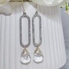 Load image into Gallery viewer, Pave Crystal Paperclip Earrings with Swarovski Crystal Drop
