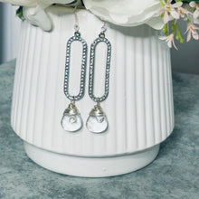 Load image into Gallery viewer, Pave Crystal Paperclip Earrings with Swarovski Crystal Drop