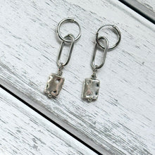 Load image into Gallery viewer, Silver Plated Hammered Charm Paperclip Earrings