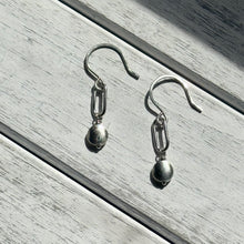 Load image into Gallery viewer, Silver Plated Disc Charm Paperclip Earrings