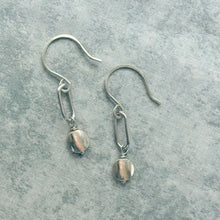 Load image into Gallery viewer, Silver Plated Disc Charm Paperclip Earrings