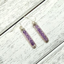 Load image into Gallery viewer, Amethyst Beaded Cage Earrings on Silver Plated Ear Wire