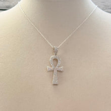 Load image into Gallery viewer, Moissanite Ankh Pendant Necklace on Sterling Silver Chain