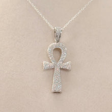 Load image into Gallery viewer, Moissanite Ankh Pendant Necklace on Sterling Silver Chain