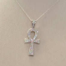 Load image into Gallery viewer, Moissanite Ankh Pendant Necklace on Sterling Silver Chain