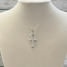 Load image into Gallery viewer, Moissanite Ankh Pendant Necklace on Sterling Silver Chain