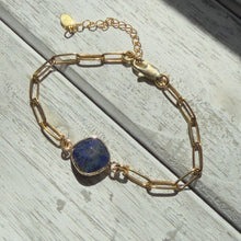 Load image into Gallery viewer, Lapis Lazuli Paperclip Chain Bracelet