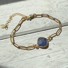 Load image into Gallery viewer, Lapis Lazuli Paperclip Chain Bracelet