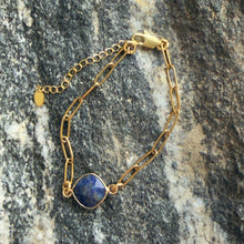 Load image into Gallery viewer, Lapis Lazuli Paperclip Chain Bracelet