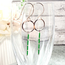 Load image into Gallery viewer, Green Beaded Linear Drop Earrings