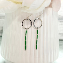 Load image into Gallery viewer, Green Beaded Linear Drop Earrings