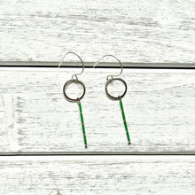 Load image into Gallery viewer, Green Beaded Linear Drop Earrings
