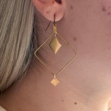 Load image into Gallery viewer, Brass Geometric Diamond Earrings