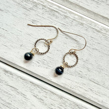 Load image into Gallery viewer, Black Tourmaline Beaded Earrings on Silver Plated Ear Wire