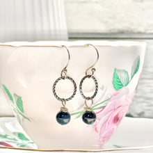 Load image into Gallery viewer, Black Tourmaline Beaded Earrings on Silver Plated Ear Wire