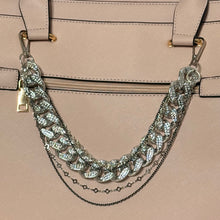 Load image into Gallery viewer, Layered Silver and Gunmetal Purse Chain with Rhinestone and Diamond Charm Detail