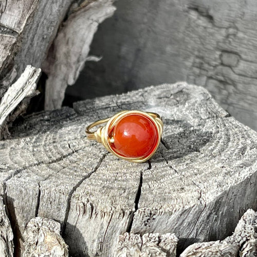 Carnelian Wire Wrapped Ring - Wire Wrapped Ring
