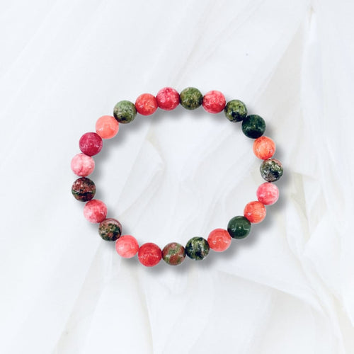 Emotional Intelligence - Unakite & Red Dyed Quartzite - Adjustable