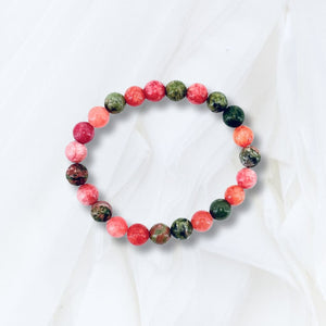 Emotional Intelligence - Unakite & Red Dyed Quartzite - Adjustable