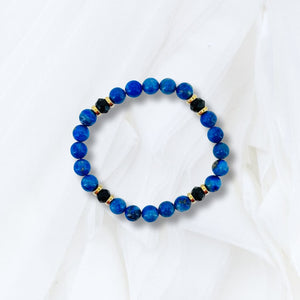 Speak Your Truth - Lapis Lazuli Onyx & Gold Plated Hematite - Adjustable