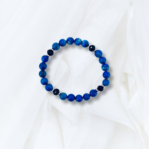 Speak Your Truth - Lapis Lazuli Onyx & Silver Plated Hematite - Adjustable