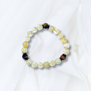 Wealth & Prosperity - Citrine Tiger’s Eye & Gun Metal Plated Hematite - Adjustable