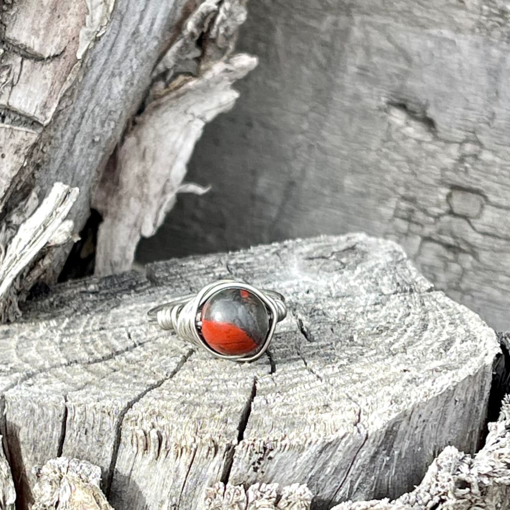 Bloodstone Wire Wrapped Ring - Wire Wrapped Ring