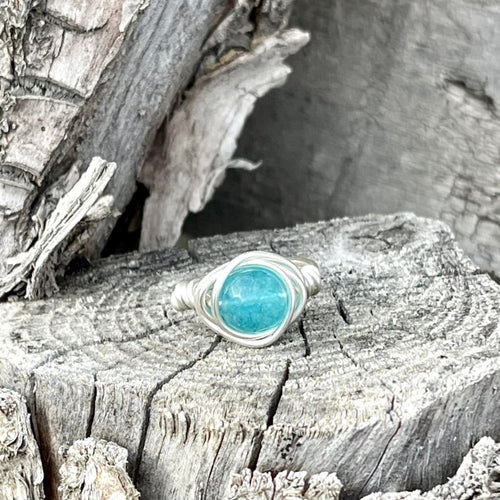 Blue Quartzite Wire Wrapped Ring - Wire Wrapped Ring