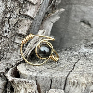 Hematite Moon Wire Wrapped Ring - Wire Wrapped Ring
