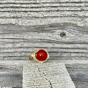 Red Quartz Wire Wrapped Ring - Wire Wrapped Ring