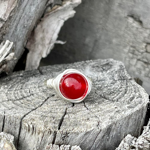 Red Quartz Wire Wrapped Ring - Wire Wrapped Ring