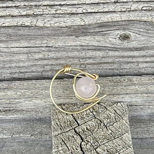 Rose Quartz Moon Wire Wrapped Ring - Wire Wrapped Ring